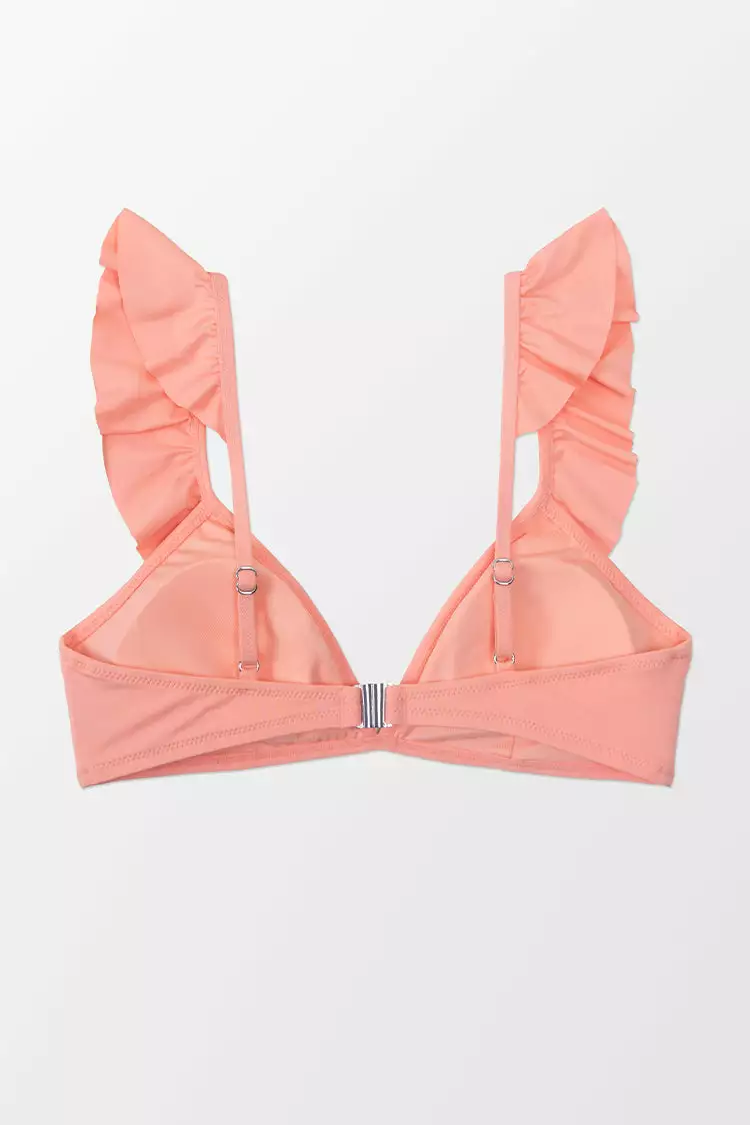 Cupshe Aubree Ruffle V-neck Back Hook Bikini Top 4 Cupshe Aubree Ruffle V-neck Back Hook Bikini Top - Image 4