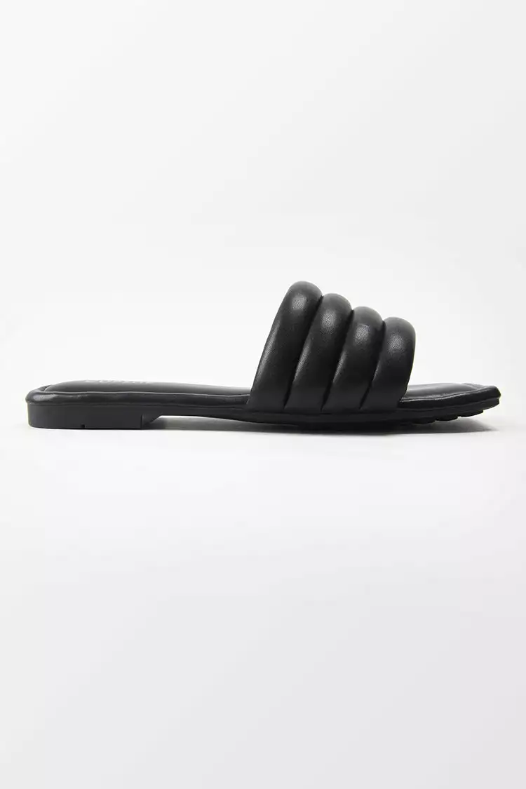 Cupshe Onyx Black Wide Band Square Toe Slide Sandals 3 Cupshe Onyx Black Wide Band Square Toe Slide Sandals - Image 3