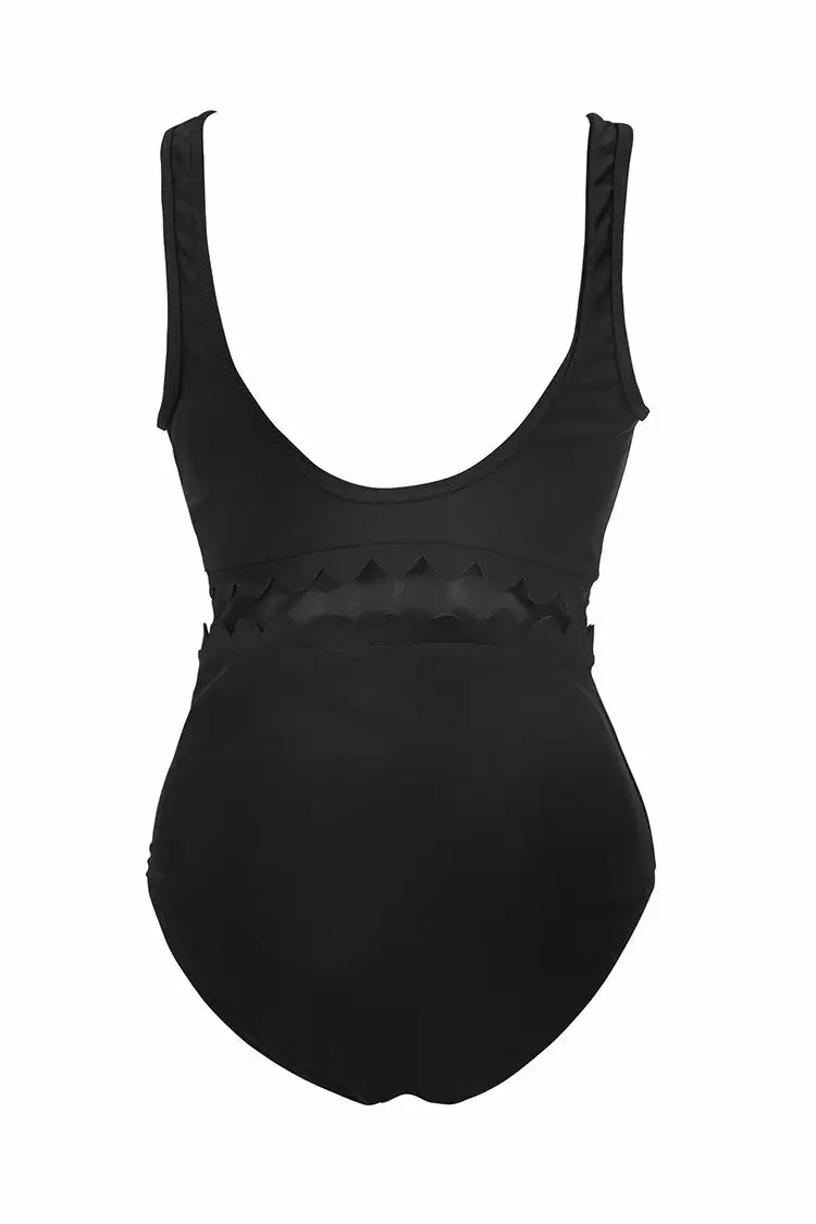 Cupshe Solid Black V-Neck One Piece Swimsuit 4 Cupshe Solid Black V-Neck One Piece Swimsuit - Image 4