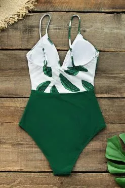 Cupshe Banana Leaf Twist-Front One Piece Swimsuit 7 Cupshe Banana Leaf Twist-Front One Piece Swimsuit -Deals Cupshe Store 4 1