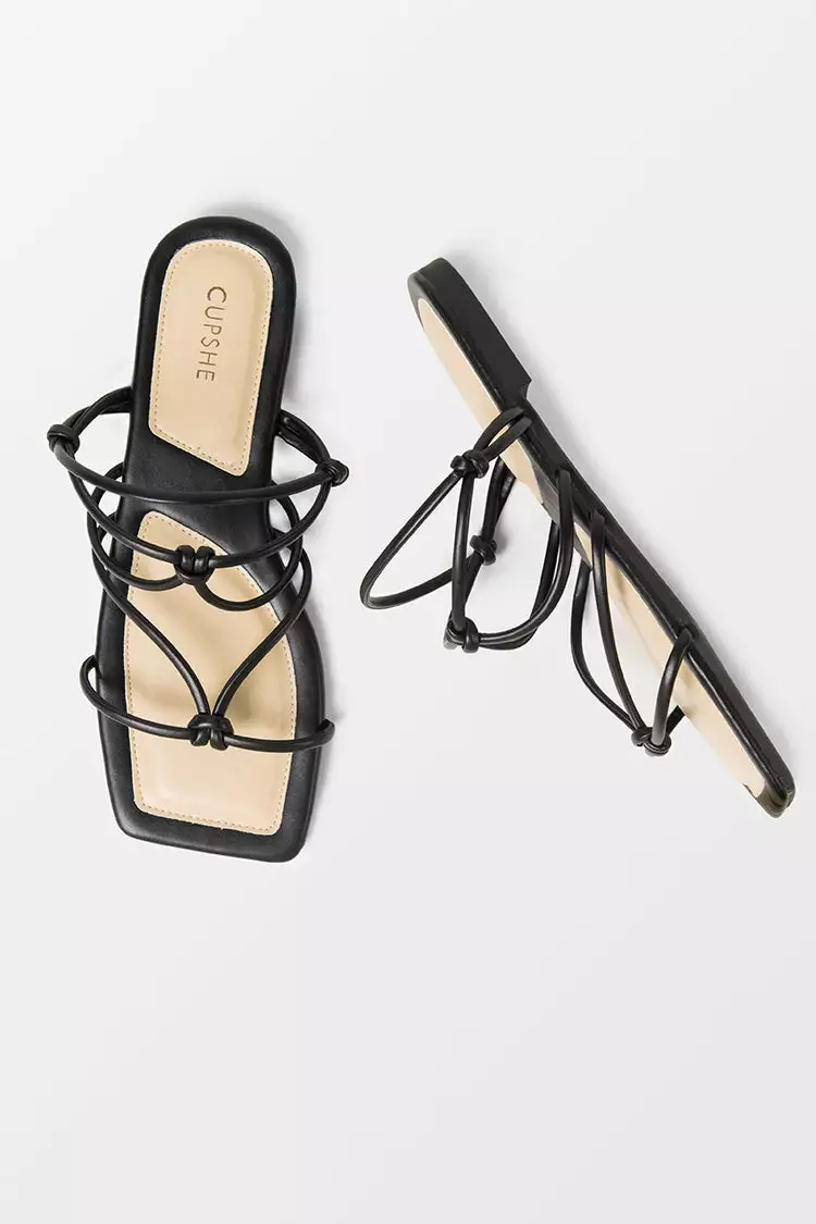 Cupshe Flirt Black Square Toe Double-strap Sandals 4 Cupshe Flirt Black Square Toe Double-strap Sandals - Image 4