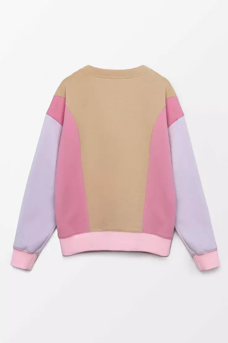 Cupshe Lilac Sunset Color Block Long Sleeve Sweatshirt 4 Cupshe Lilac Sunset Color Block Long Sleeve Sweatshirt - Image 4