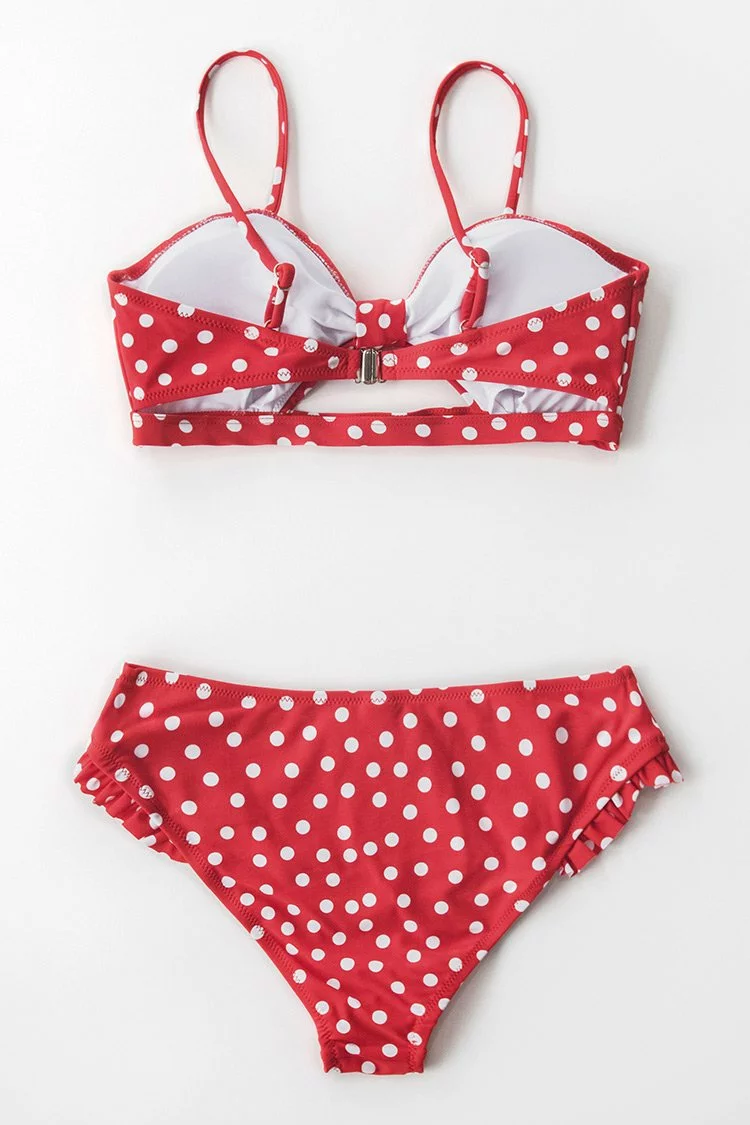 Cupshe Red Polka Dot Cutout Bikini 7 Cupshe Red Polka Dot Cutout Bikini - Image 7