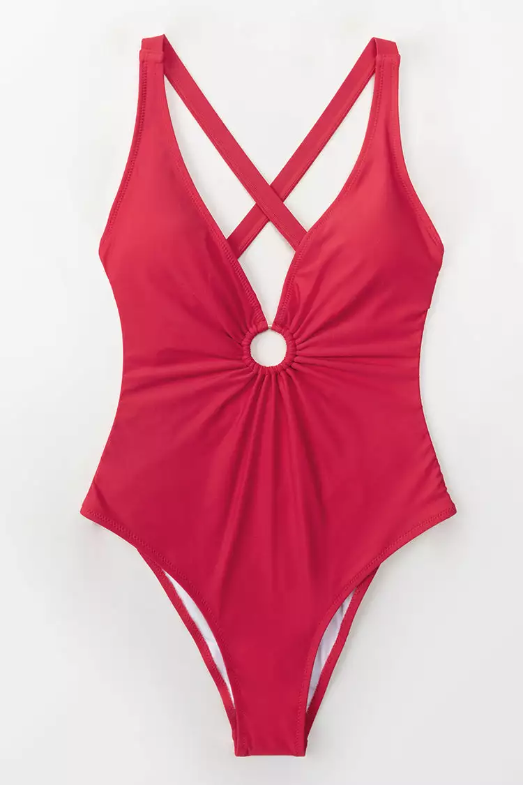 Cupshe Red O-Ring One-Piece Swimsuit 4 Cupshe Red O-Ring One-Piece Swimsuit - Image 4