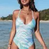 Cupshe Neon Waves Adjustable Macrame One Piece Swimsuit