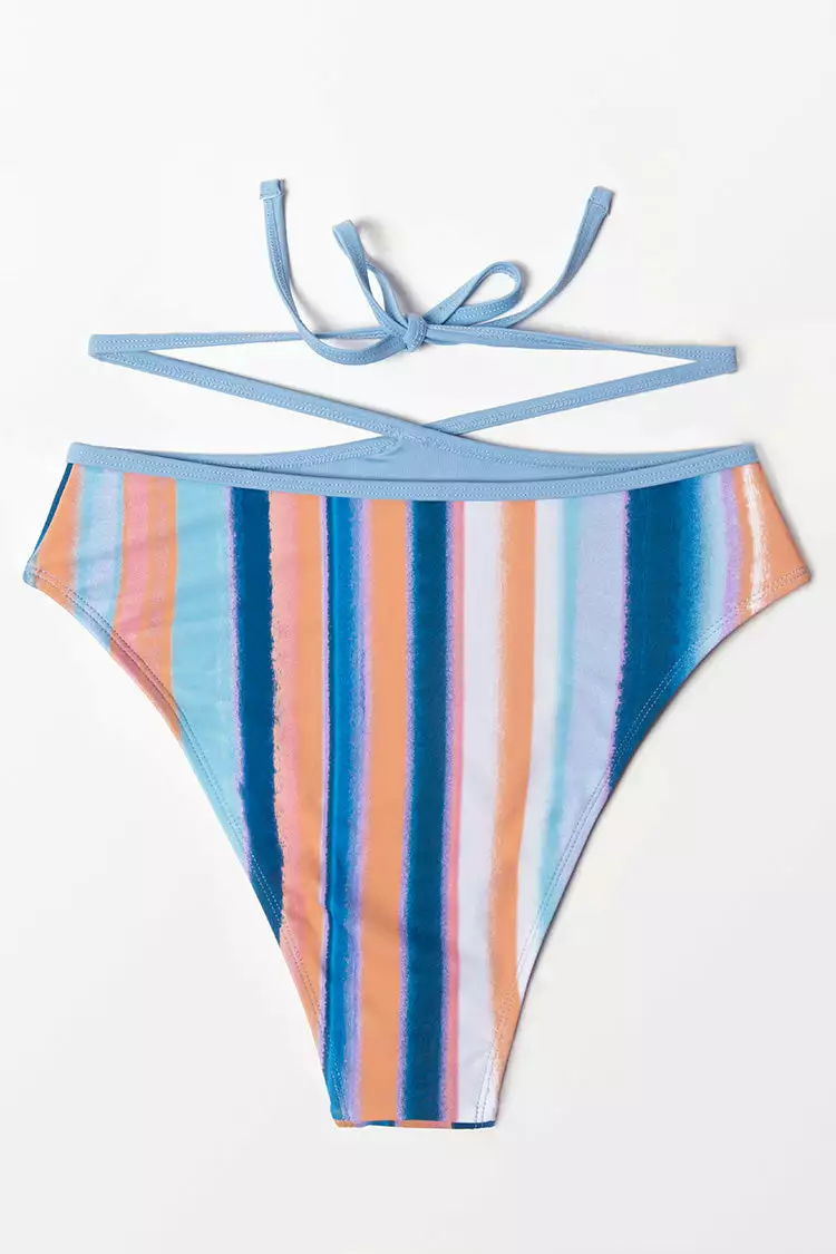 Cupshe Waterfront Stripe Strappy High Waist Cheeky Bikini Bottom 4 Cupshe Waterfront Stripe Strappy High Waist Cheeky Bikini Bottom - Image 4