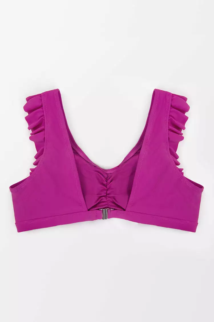 Cupshe Amira Fuchsia Ruffle Back Hook Plus Size Bikini Top 4 Cupshe Amira Fuchsia Ruffle Back Hook Plus Size Bikini Top - Image 4