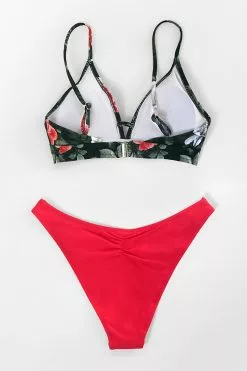 Cupshe Red Floral V-Neck Bikini Top -Deals Cupshe Store 4 3cfebba7 15f9 48bb adda e8bc53539a4d
