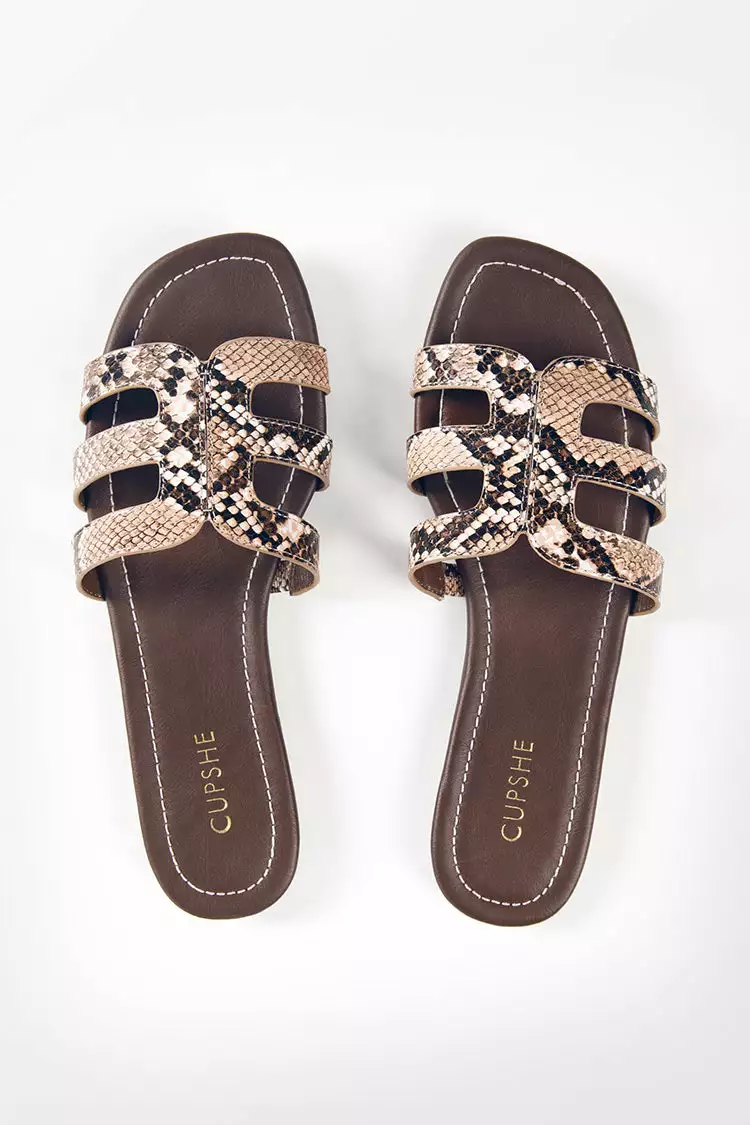 Cupshe Forbidden Fruit Snakeskin Cutout Slide Sandals 4 Cupshe Forbidden Fruit Snakeskin Cutout Slide Sandals - Image 4