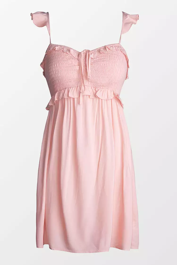 Cupshe Noelle Short Tie Frill Pink A-Shape Dress 4 Cupshe Noelle Short Tie Frill Pink A-Shape Dress - Image 4