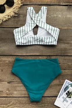 Cupshe Teal Solid and Striped High Waisted Bikini 13 Cupshe Teal Solid and Striped High Waisted Bikini -Deals Cupshe Store 4 66a3bcb1 2b5c 4438 8901 e33acd2be817