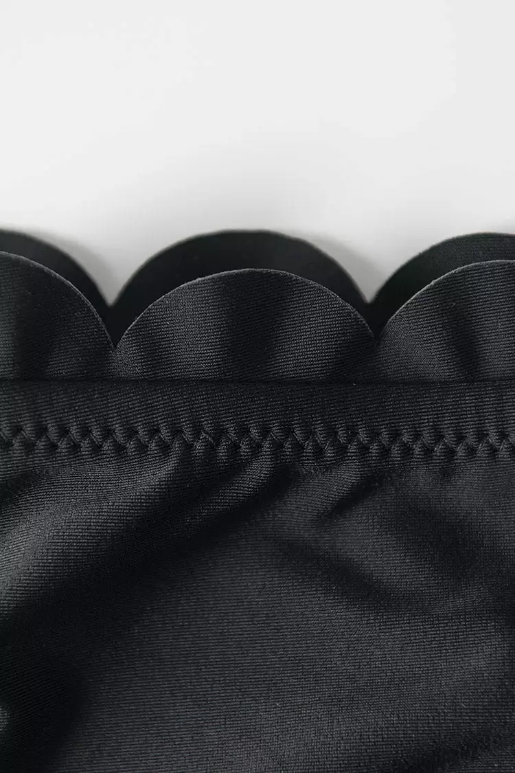 Cupshe Black Scalloped High Waisted Bikini Bottom 8 Cupshe Black Scalloped High Waisted Bikini Bottom - Image 8