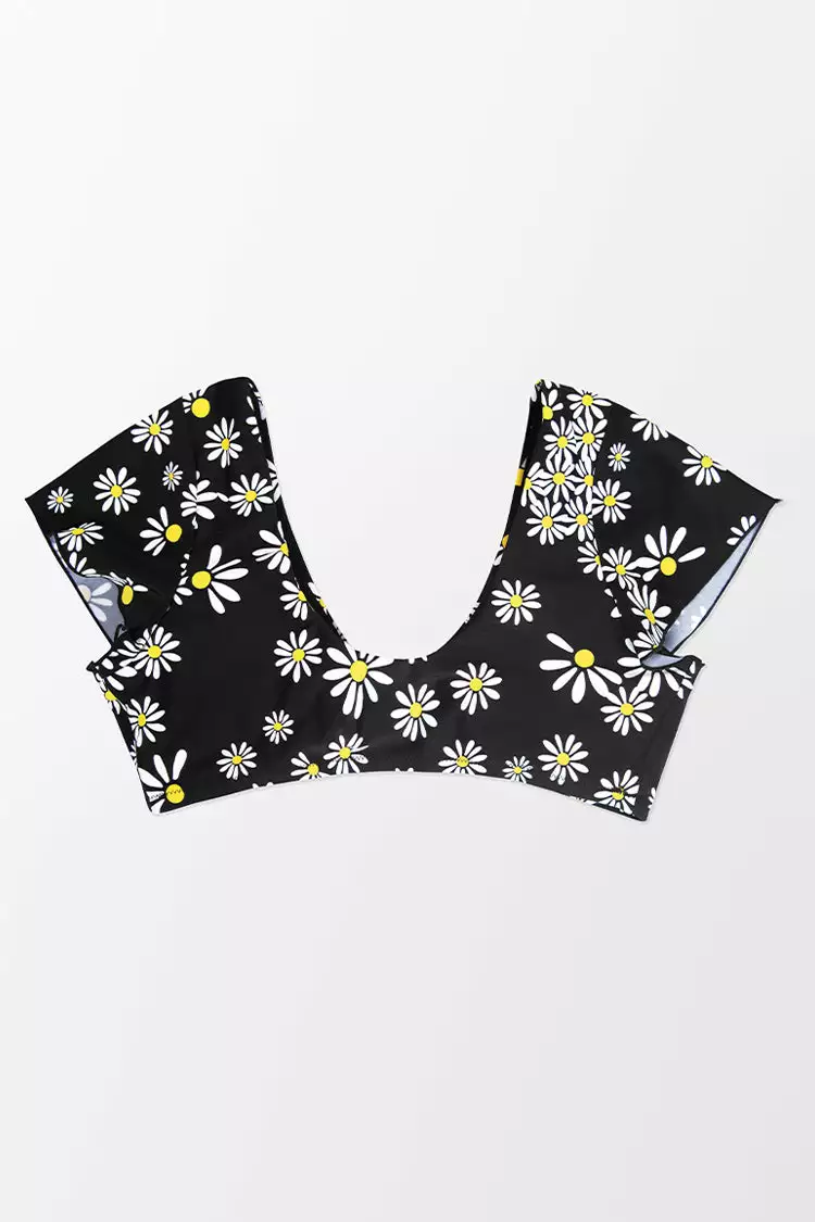 Cupshe Lucia Ditsy Bunny Tie Short Sleeve Plus Size Bikini Top 4 Cupshe Lucia Ditsy Bunny Tie Short Sleeve Plus Size Bikini Top - Image 4