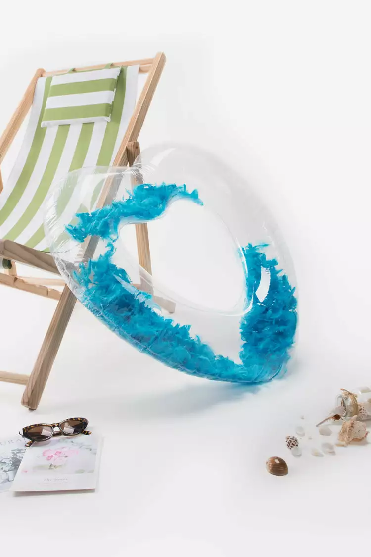 Cupshe Seafoam Heart Shape Swimming Ring with Feathers 4 Cupshe Seafoam Heart Shape Swimming Ring with Feathers - Image 4