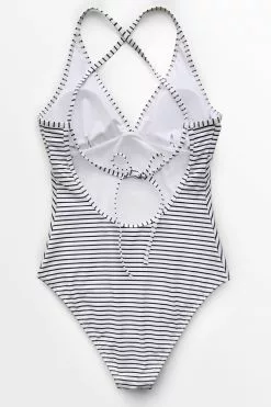 CUPSHE Black And White Stripe V-neck One Piece Swimsuit 7 CUPSHE Black And White Stripe V-neck One Piece Swimsuit -Deals Cupshe Store 4 88d1126d f343 4cae 9b59 d0e192004be3