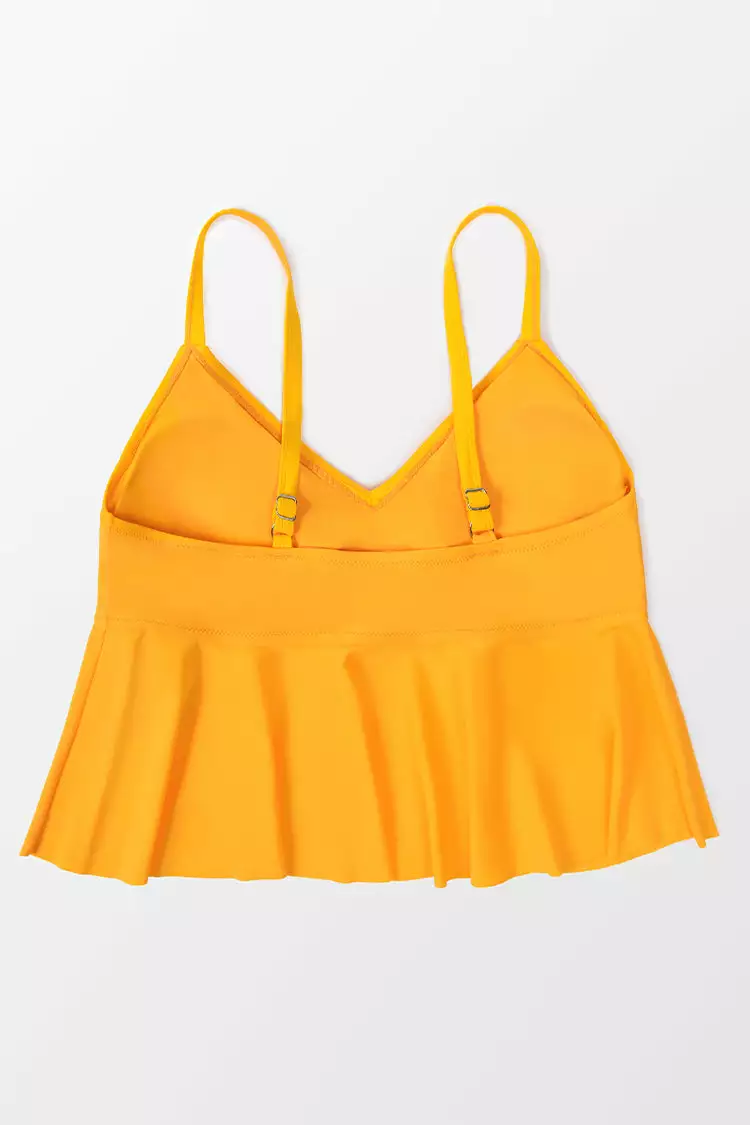 Cupshe Karlee Yellow V-neck Ruffle Plus Size Bikini Top 4 Cupshe Karlee Yellow V-neck Ruffle Plus Size Bikini Top - Image 4