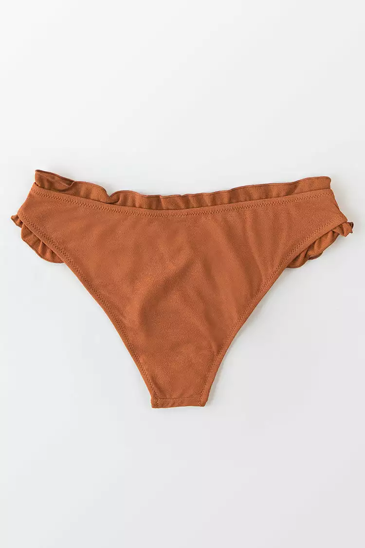 Cupshe Caramel Ruffle Wrap Bikini Bottom 4 Cupshe Caramel Ruffle Wrap Bikini Bottom - Image 4