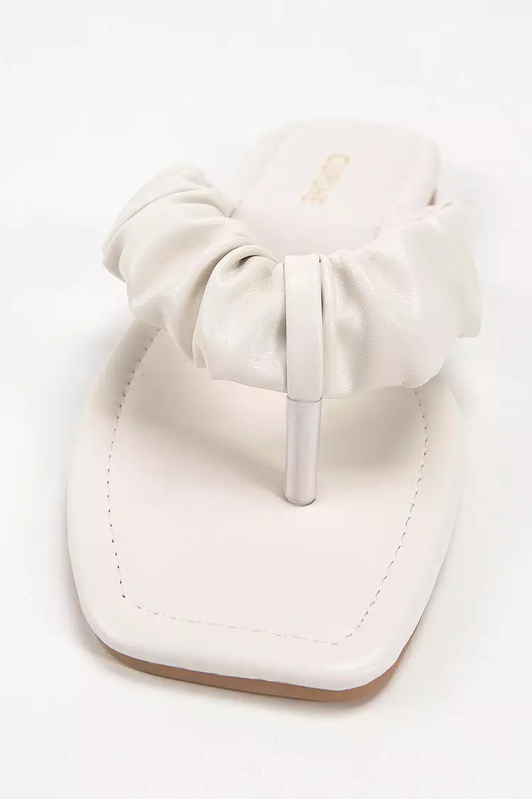Cupshe White Orchid Ruched Thong Sandals 4 Cupshe White Orchid Ruched Thong Sandals - Image 4