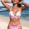 Cupshe Ditsy Mix Tie Front Bralette and Banded Hipster Bikini Set