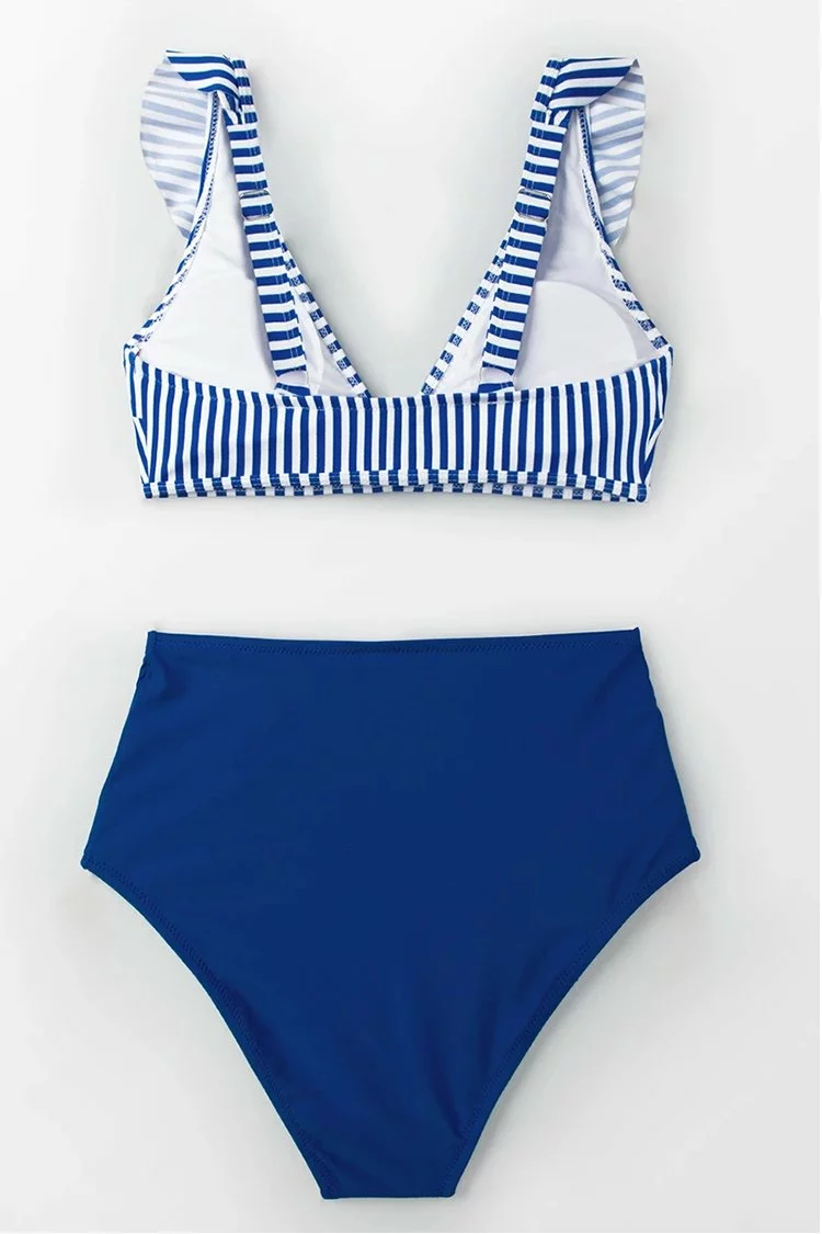 Cupshe Blue Striped And High Waisted Bikini 4 Cupshe Blue Striped And High Waisted Bikini - Image 4