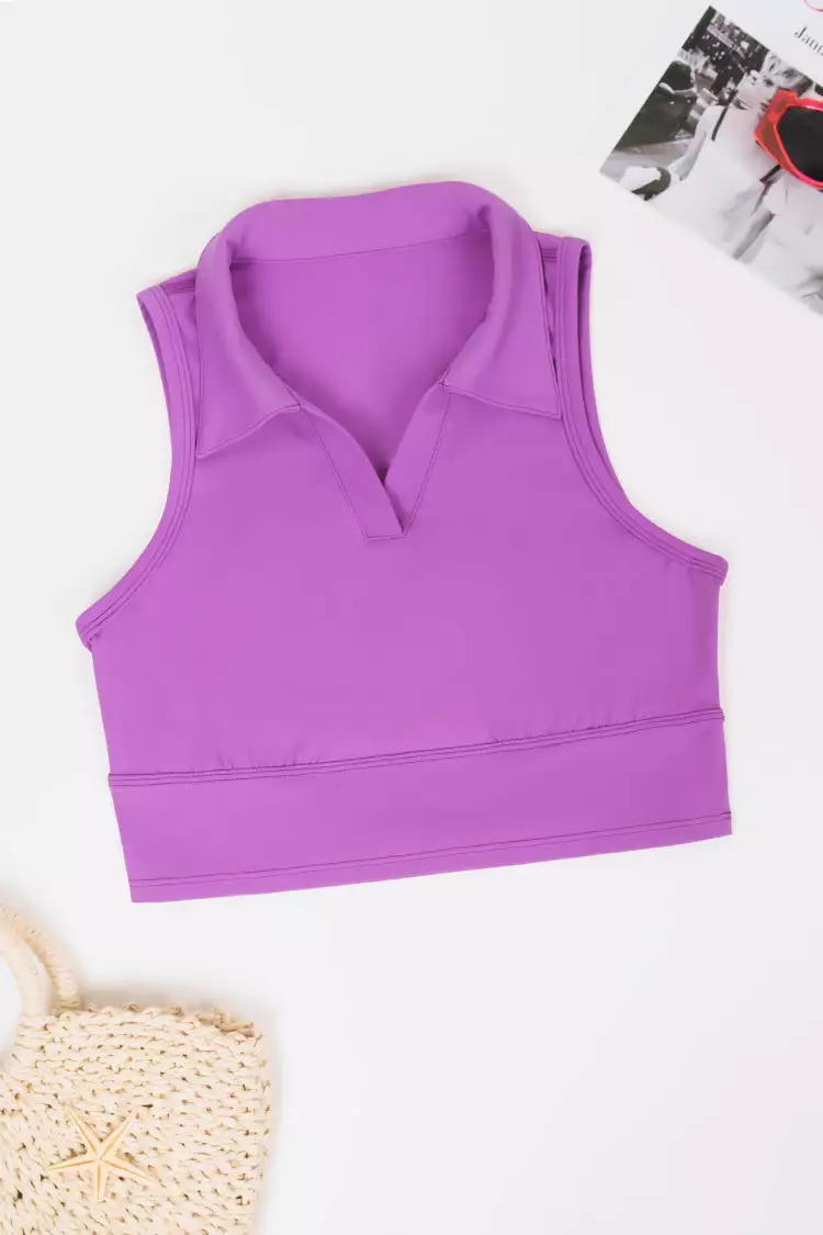 Cupshe Tropix Shirt Collar Crop Sports Bra 4 Cupshe Tropix Shirt Collar Crop Sports Bra - Image 4