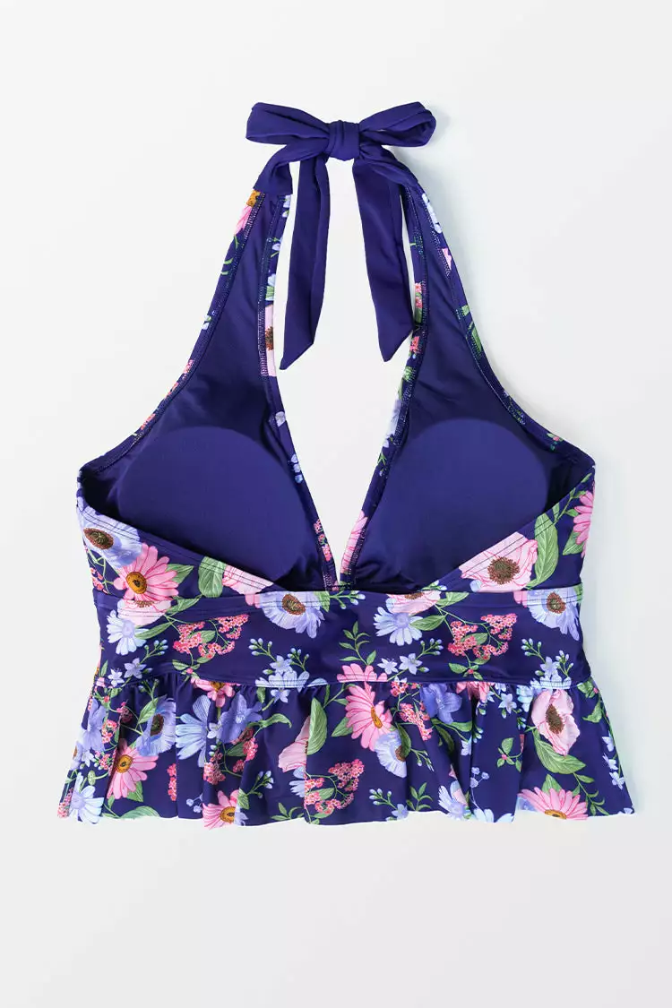 Cupshe Lainey Floral Halter Plus Size Tankini Top 4 Cupshe Lainey Floral Halter Plus Size Tankini Top - Image 4