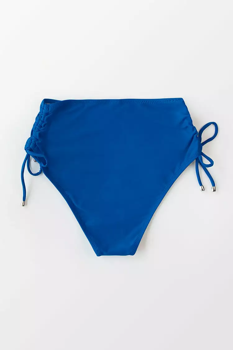 Cupshe Blue Side Ruched High Waisted Bikini Bottom 4 Cupshe Blue Side Ruched High Waisted Bikini Bottom - Image 4