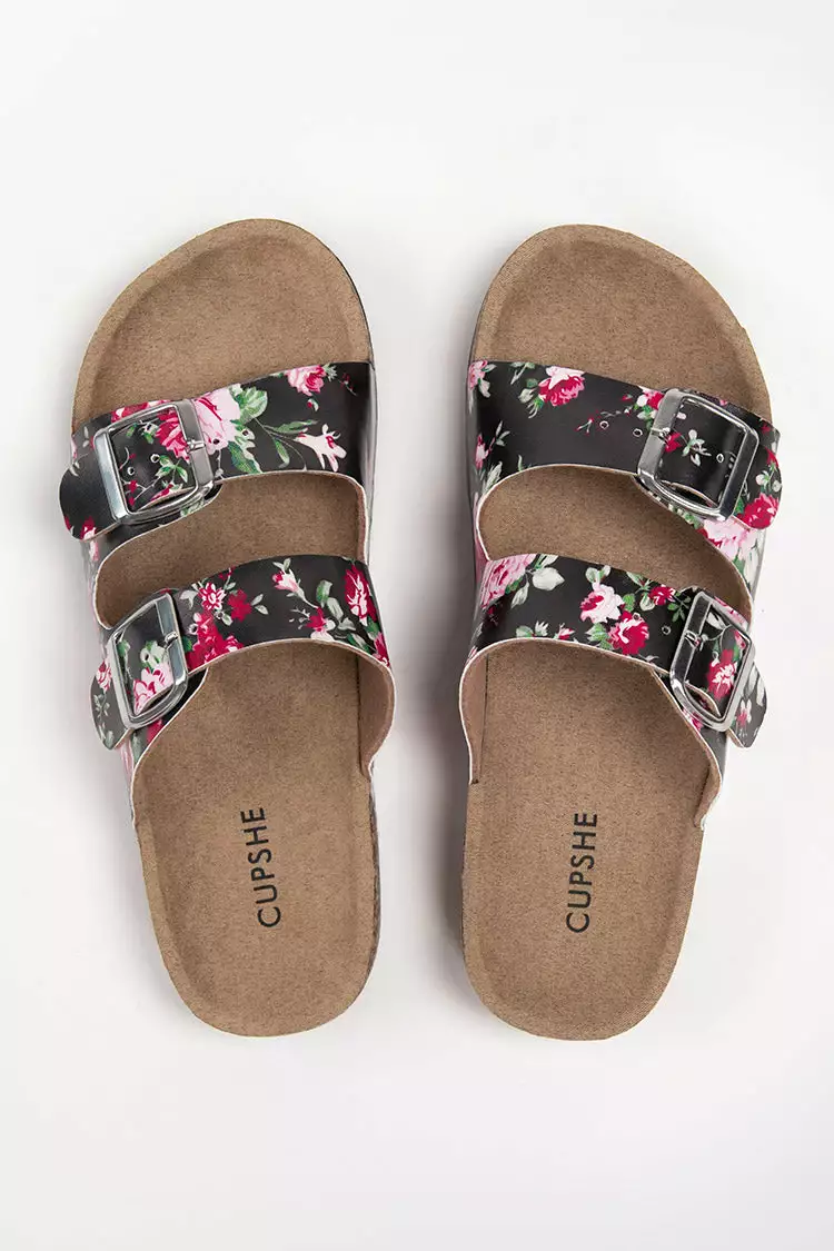 Cupshe Laurel Floral Buckle Strap Slide Sandals 4 Cupshe Laurel Floral Buckle Strap Slide Sandals - Image 4