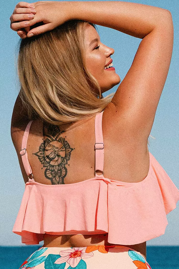 Cupshe Lucy Pink Ruffle Plus Size Bikini Top 2 Cupshe Lucy Pink Ruffle Plus Size Bikini Top - Image 2