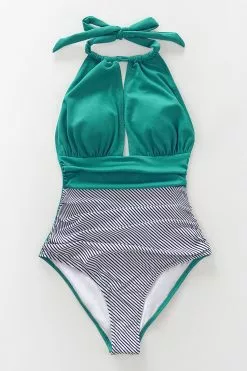Cupshe Aqua Textured and Striped Halter One Piece Swimsuit -Deals Cupshe Store 4 ea573906 84aa 4d3e 8e44 e897a48413cc