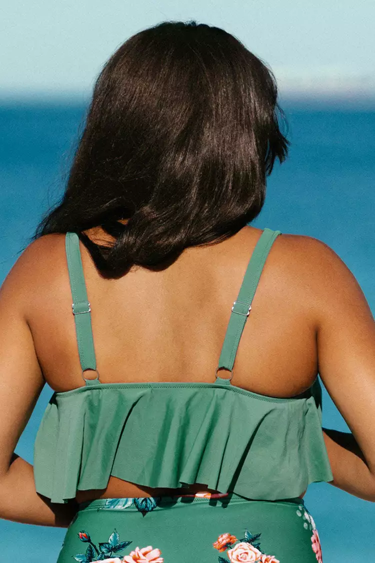 Cupshe Bree Ruffle Tankini Plus Size Bikini Top 2 Cupshe Bree Ruffle Tankini Plus Size Bikini Top - Image 2