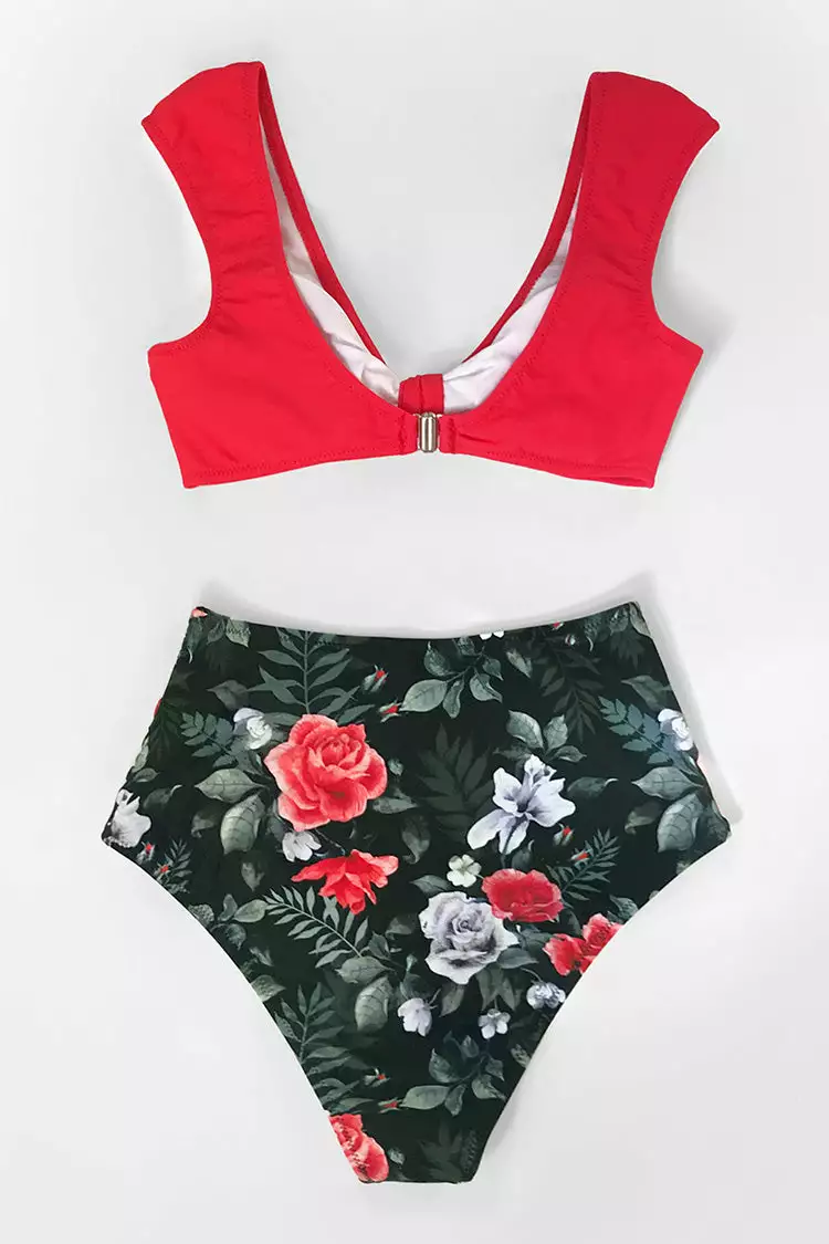 Cupshe Red Floral High-Waisted Bikini Bottom 8 Cupshe Red Floral High-Waisted Bikini Bottom - Image 8