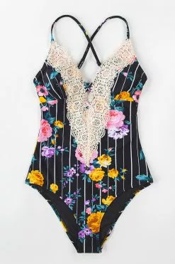 Cupshe Francesca Black Floral Plunge Neck Crisscross One Piece Swimsuit -Deals Cupshe Store 4 ff6bbc48 20fd 437d a5d1 3f0d3edc1f56