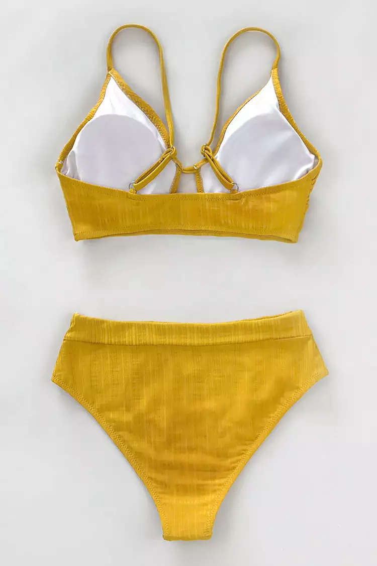 Cupshe Bright Yellow Ribbed Bikini 5 Cupshe Bright Yellow Ribbed Bikini - Image 5