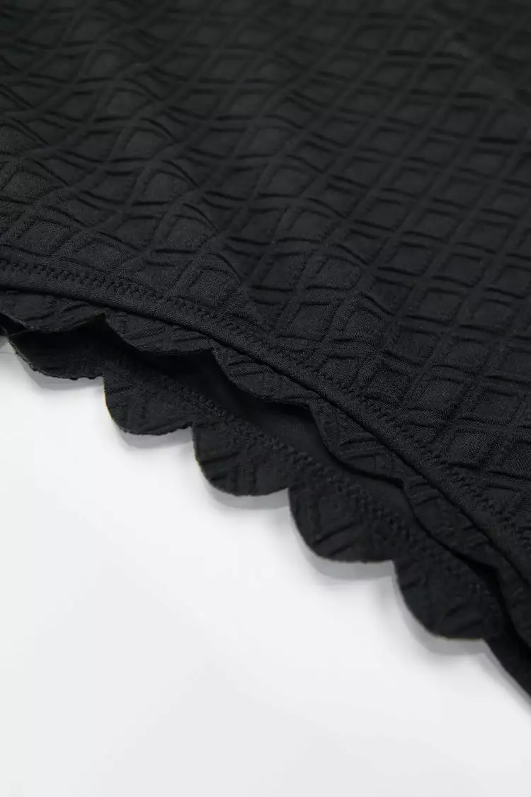 Cupshe Black Knotted Scalloped One Piece Swimsuit 5 Cupshe Black Knotted Scalloped One Piece Swimsuit - Image 5