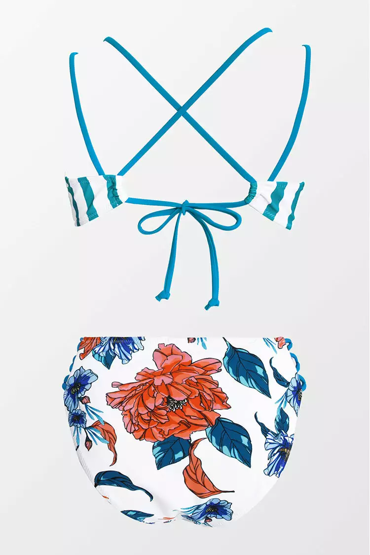 Cupshe Stripe and Floral Strappy Bikini 5 Cupshe Stripe and Floral Strappy Bikini - Image 5