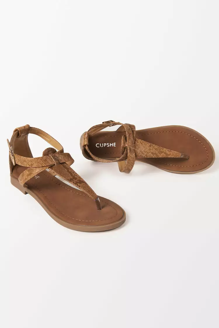 Cupshe Baja Brown Open Toe Thong Strap Sandals 3 Cupshe Baja Brown Open Toe Thong Strap Sandals - Image 3