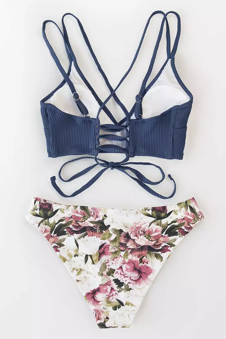 Cupshe Blue Top with Floral Bikini Set 5 Cupshe Blue Top with Floral Bikini Set - Image 5