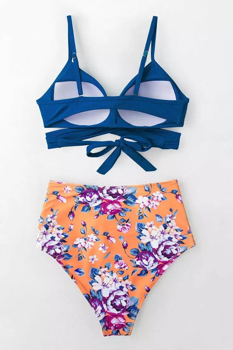 Cupshe Summer Dream Blue Wrap And Floral High Waisted Bikini 5 Cupshe Summer Dream Blue Wrap And Floral High Waisted Bikini - Image 5