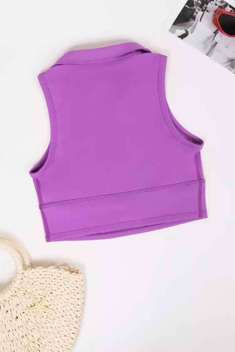 Cupshe Tropix Shirt Collar Crop Sports Bra 5 Cupshe Tropix Shirt Collar Crop Sports Bra - Image 5