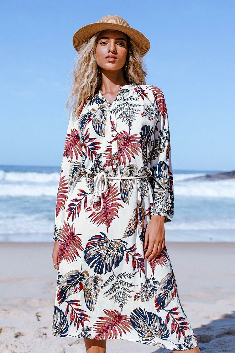 Cupshe Retro Leafy Long Sleeve Dress 6 Cupshe Retro Leafy Long Sleeve Dress - Image 6