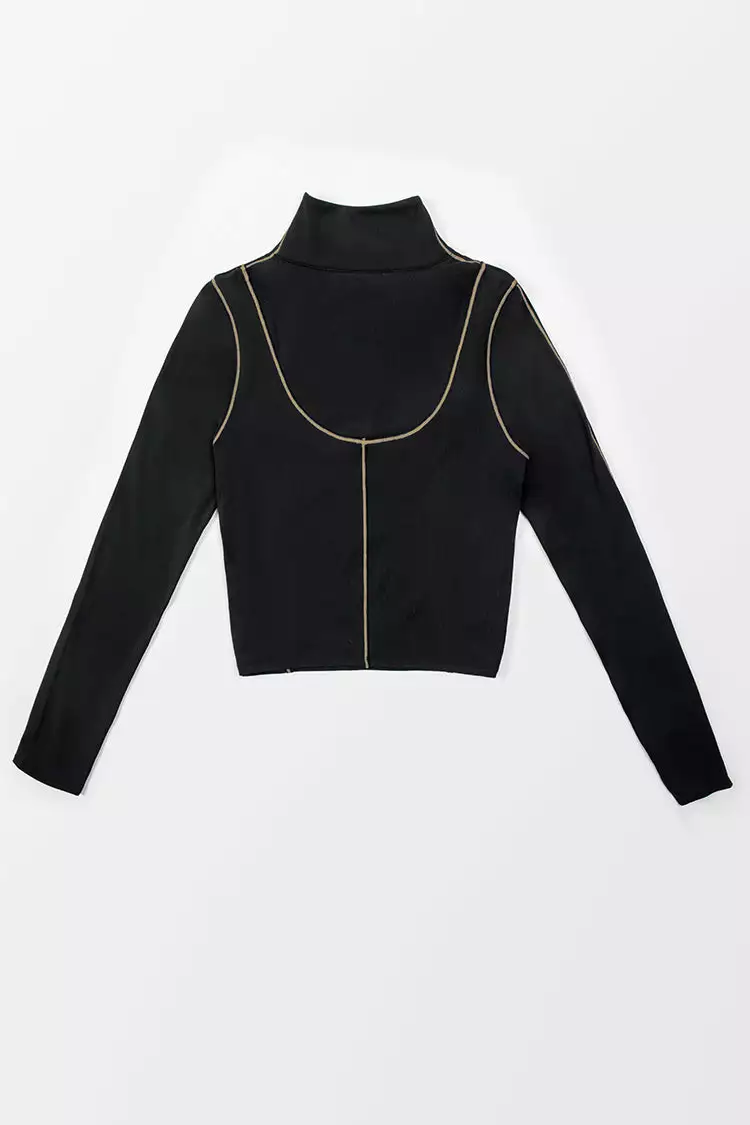 Cupshe Fusion Black High Neck Sweatshirt 3 Cupshe Fusion Black High Neck Sweatshirt - Image 3