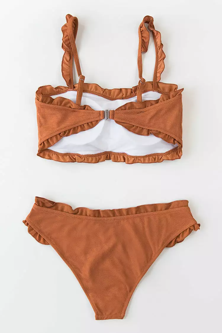 Cupshe Caramel Ruffle Wrap Bikini Bottom 8 Cupshe Caramel Ruffle Wrap Bikini Bottom - Image 8