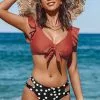 Cupshe Retro Ruffle Bowknot Polka Dot Bikini