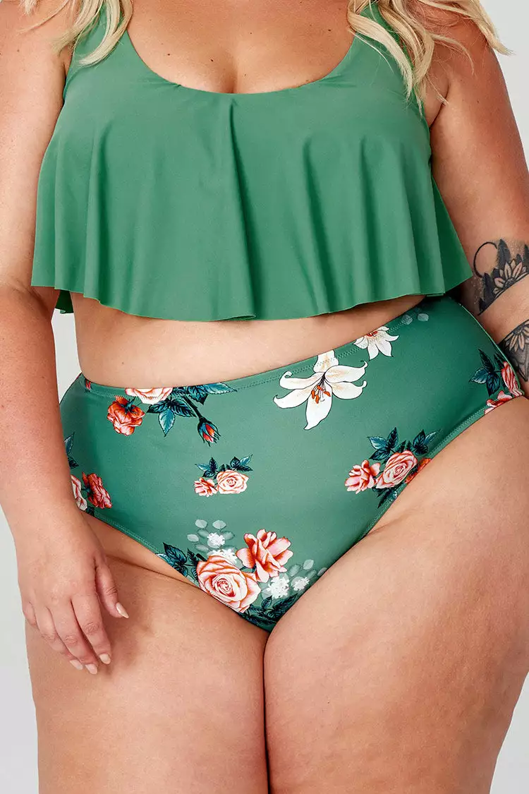 Cupshe Bree Floral High Waisted Plus Size Bikini Bottom 3 Cupshe Bree Floral High Waisted Plus Size Bikini Bottom - Image 3