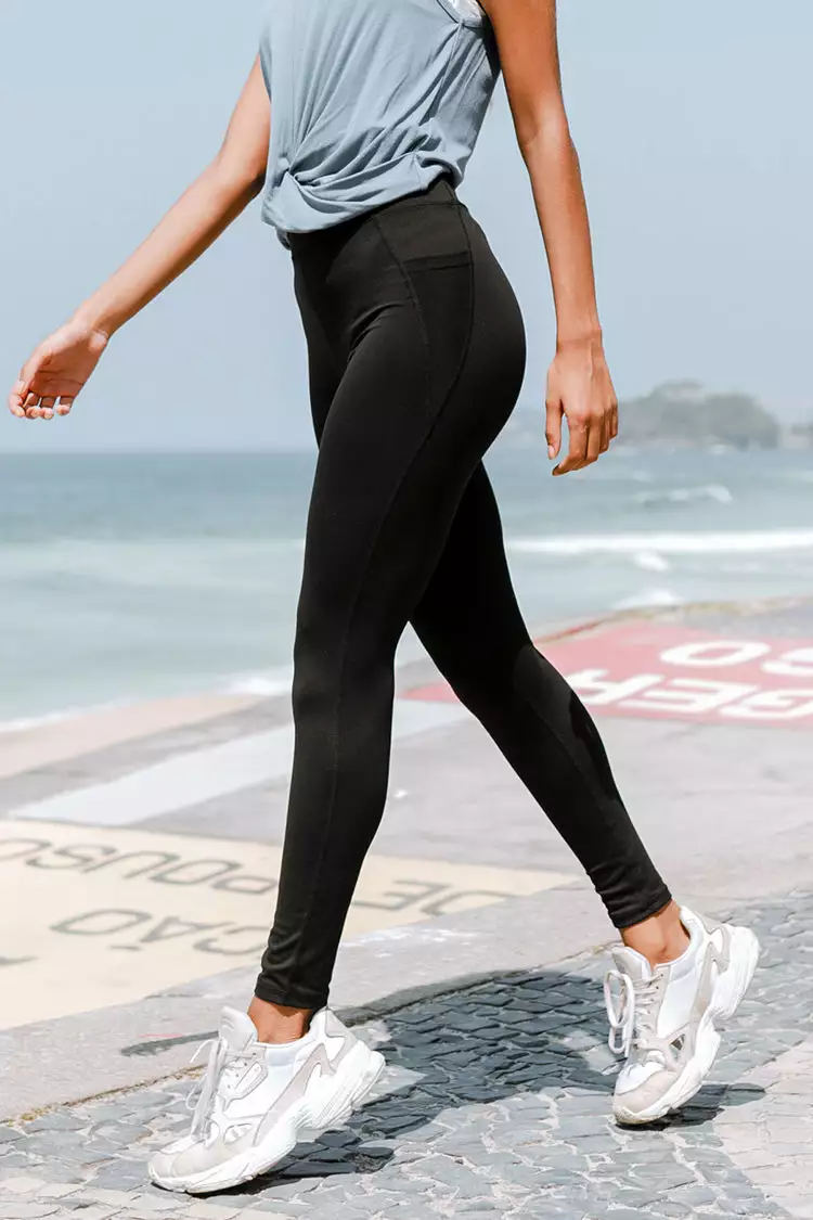 Cupshe Sunshine Side Black High Waisted Leggings 1 Cupshe Sunshine Side Black High Waisted Leggings