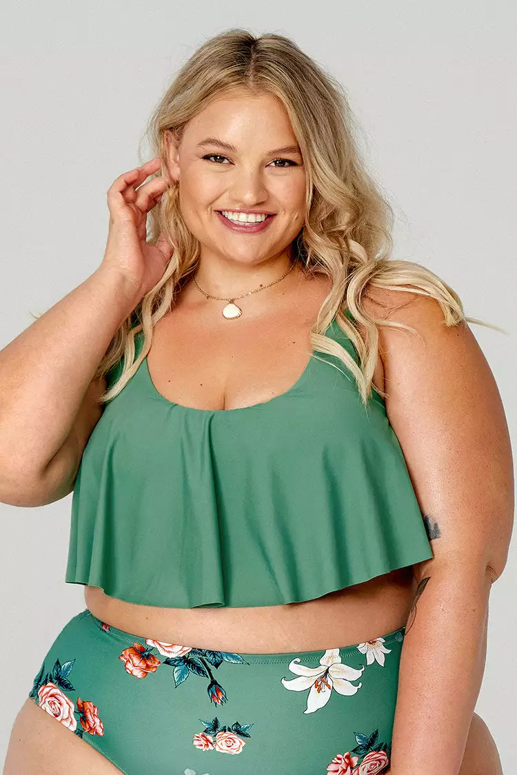 Cupshe Bree Ruffle Tankini Plus Size Bikini Top 3 Cupshe Bree Ruffle Tankini Plus Size Bikini Top - Image 3