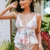 Cupshe Tina Floral Ruffle Hem Tankini