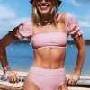 Cupshe Sidney Square Neck Short Sleeve High Waisted Bikini