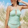 CUPSHE Anahi Rib Drawstring Side Halter Tankini